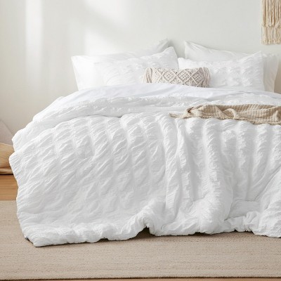 White Seersucker 7-Piece Queen Bedding Set