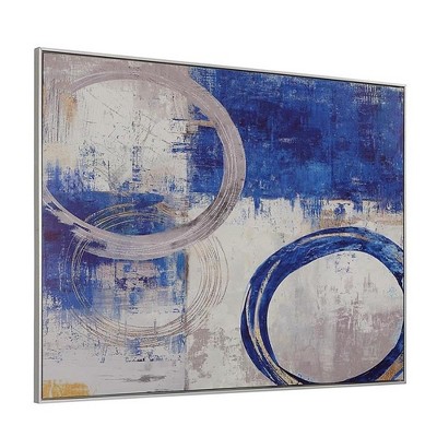 Carolina Living Circle Abstract Wall Art - Blue/Silver - Silver Frame - Large