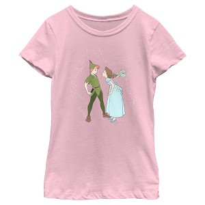 Girl's Peter Pan Valentine's Day Peter and Wendy Kiss T-Shirt - 1 of 4