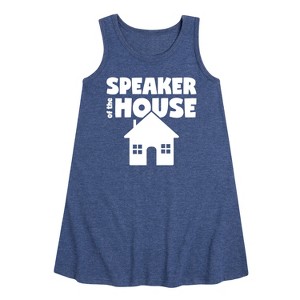 Girls' - Instant Message - Speaker Of The House Graphic Sleeveless Aline Dress - 1 of 4