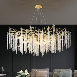 BAOURE 8 Light 23-in Crystal Tree Branches Chandeliers Gold Luxury  Pendant Light Fixture  for Dining Room Bedroom Living Room Entryway - 1 of 4