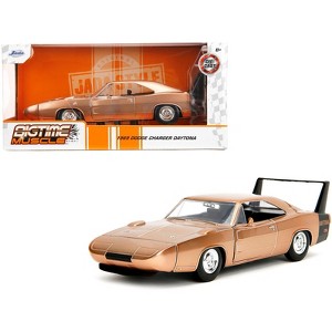 1969 Dodge Charger Daytona Bronze Metallic with Black Tail Stripe "Bigtime Muscle" Series 1/24 Diecast Model Car by Jada - 1 of 4
