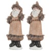 Yukimo Set of 2 Christmas Gnomes Decorations, Rustic Santa Design Table Top Home Ornaments with Fur Details, Beige - 2 of 4