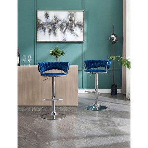 PAGED Bar Height Stools Set of 2 Adjustable Velvet Swivel Counter Stool, Dining Chair with Back and Chrome Footrest for Bar, Kitchen - 1 of 4