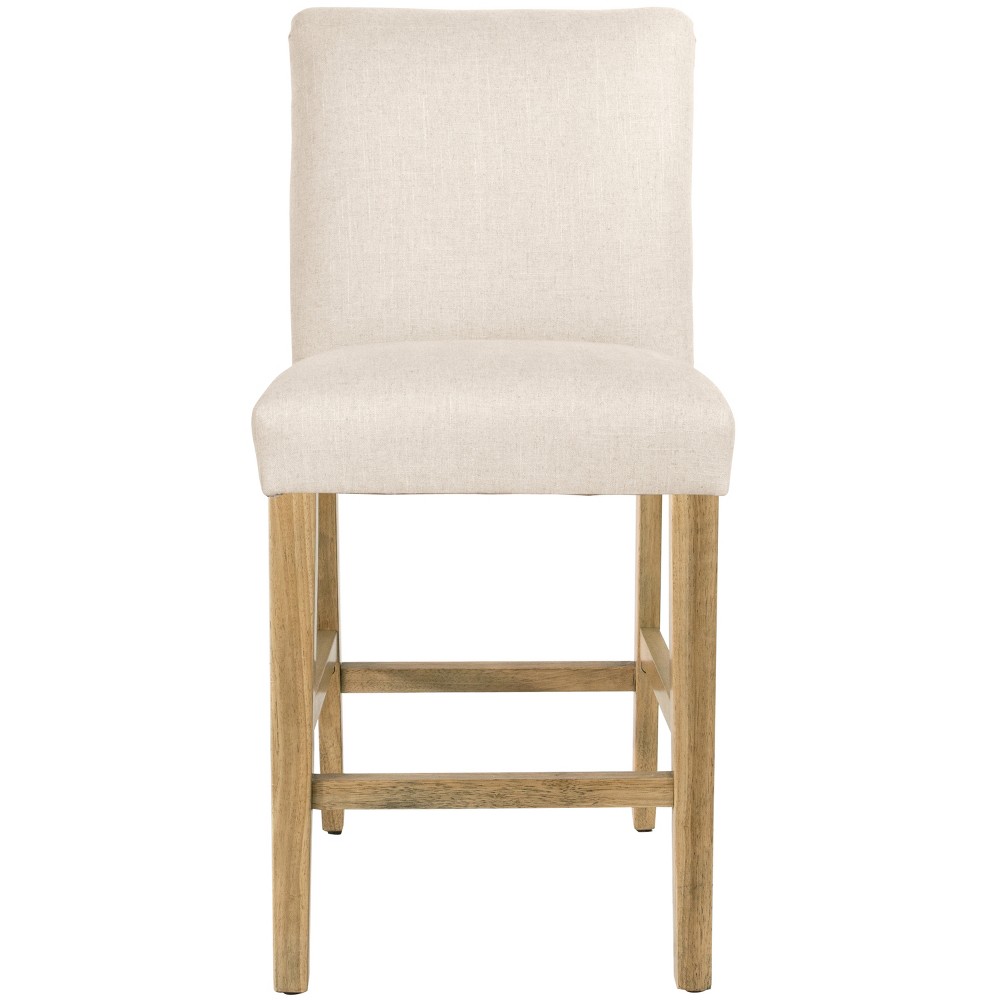 Skyline Furniture Parsons Counter Height Barstool Talc Linen with Natural Legs: Upholstered, Wood Frame, Armless
