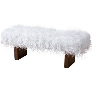 Ashcroft Furniture,Henley Bench in White Khaki Fur - 1 of 4