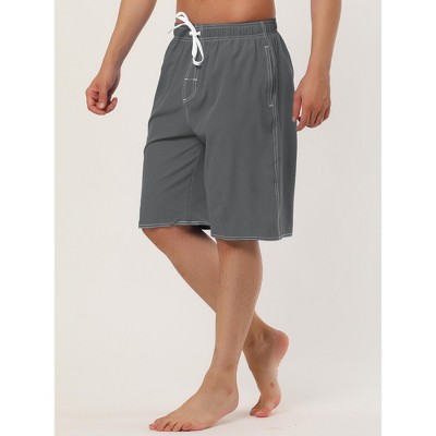 Lars Amadeus Men's Summer Holiday Drawstring Waist Solid Beach Board Shorts 2 Pcs Black/Black 34 — фото 2