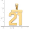 Black Bow Jewelry 14k Yellow Gold, Athletic Collection, Large Polished Number 21 Pendant - 2 of 3