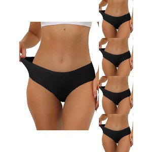 Allegra K Women's Unlined Comfortable No Show 5 Packs Elastic Waist Briefs - 1 of 4
