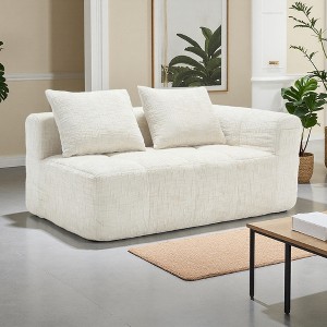 64.2" Chenille Minimalist Loveseat Sofa with Sleeper & Deep Seat - 1 of 4