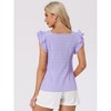 INSPIRE CHIC Women's Summer Gingham Square Neck Ruffle Sleeve Blouse - 4 of 4
