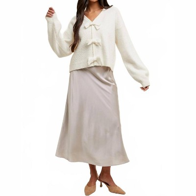 Women's Long Sleeved Bow Sweater - WISHLIST