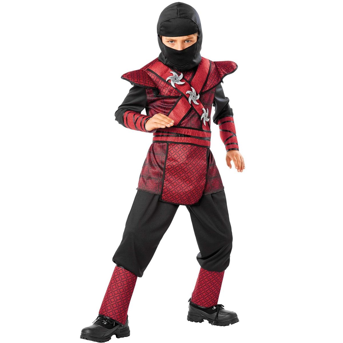 HalloweenCostumes.com Fun Costumes Ninja Costume Boys | Regal Red Ninja Costume with Adjustable Cuffs,  Boys Halloween Kids Red Ninja Warrior Costume