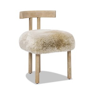 Jennifer Taylor Home Arden 19.5" Genuine Sheepskin Fur Split Back Dining Chair, Natural Blonde Genuine Fur - 1 of 4