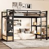 KWPZQEB Full/Queen Size Loft Bed with Safety Guardrail & Ladders, Metal Loft Bed w/ Pegboard, Wardrobe & Storage Shelve, No Box Spring Required, Black - 3 of 4
