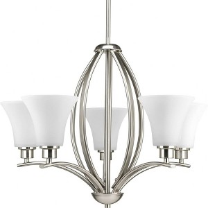 Progress Lighting Joy Collection 5-Light Chandelier, Brushed Nickel, Etched White Fluted Glass - 1 of 2