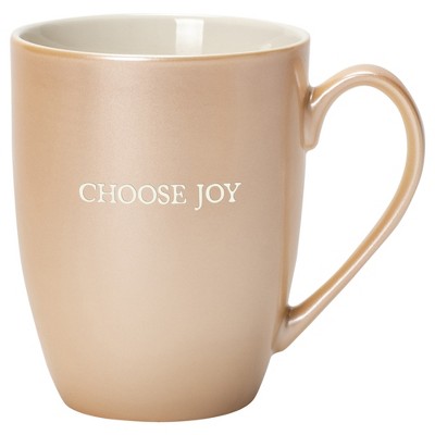 Elanze Designs Choose Joy Pearlescent Sand 10 ounce New Bone China Coffee Cup Mug