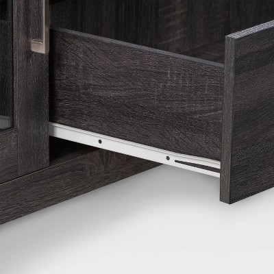 Hollywood Classic Dark Gray Entertainment Bench with Tempered Glass Doors