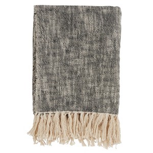50"x60" Solid Throw Blanket with Tassels Black - Saro Lifestyle: Cotton Weave, Machine Washable, Cozy for Sofa or Bed - 1 of 3