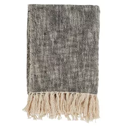 50"x60" Solid Throw Blanket with Tassels Black - Saro Lifestyle