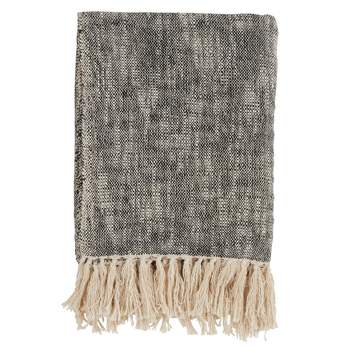 50"x60" Solid Throw Blanket with Tassels Black - Saro Lifestyle