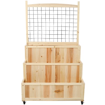 Grungis Raised Planters for Outdoor Plants with Drainage Holes,Mobile Customizable Wood Planter with Elevated 8 Pocket Herb