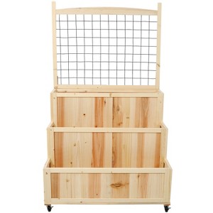 Grungis Raised Planters for Outdoor Plants with Drainage Holes,Mobile Customizable Wood Planter with Elevated 8 Pocket Herb - 1 of 4