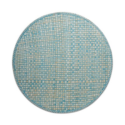tagltd Pantai Aqua Round Textured Woven Single Placemat 15 inch