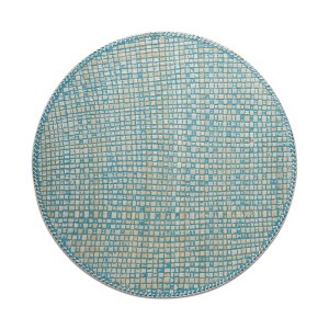 tagltd Pantai Aqua Blue Paper Placemat - 15" Diameter, Wipe Clean, Everyday Use, Perfect for Dining and Entertaining - 1 of 2