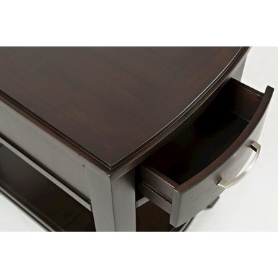 Mid-Century Modern 18'' Brown Wood Chair Side Table with Storage