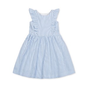 Hope & Henry Girls' Seersucker Flutter Sleeve Open Back Dress, Toddler - 1 of 4