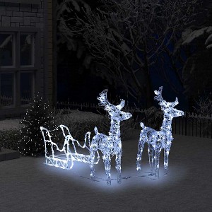 Aghana Digitals 51.2" Acrylic Christmas Decor: 2 Reindeers & Sleigh with 160 Cold White LEDs, - 1 of 4