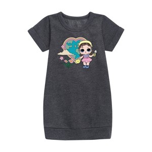 Girls' - LOL Surprise! - Grow Grrrl Hearts the Earth Graphic Short Sleeve Fleece Dress - 1 of 3