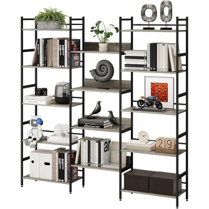 5 Tier Bookshelf with 14 Display Shelves, Large Open Industrial Bookshelf, Rustic Storage, Living Room, Bedroom, Office and Study Room - 1 of 4