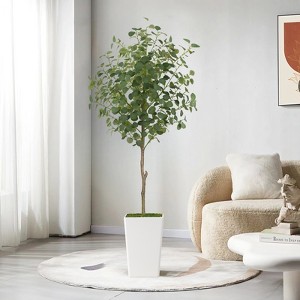 Artificial Eucalyptus Tree, Faux Eucalyptus Tree with Tall White Planter - 1 of 4