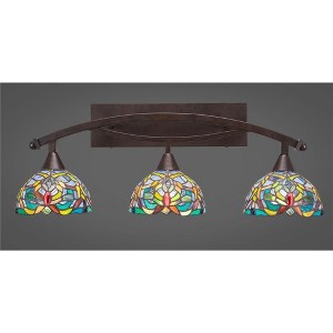 Toltec Lighting Bow 3 - Light Vanity in  Bronze with 7'' Kaleidoscope Art Glass Shade - 1 of 1