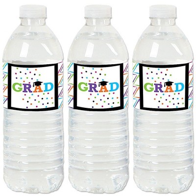 Big Dot of Happiness Hats Off Grad - Graduation Party Water Bottle Sticker Labels - Set of 20