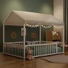 KTMBDW Twin/Full Floor Bed with Fence, Twin/Full Size Montessori Floor Beds with Roof, Metal House Bed Frame for Girls, Boys, Easy Assemble - 4 of 4