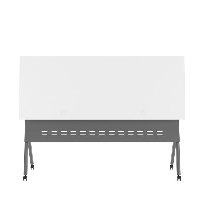 Davis White and Gray Rectangular Flip Training Table with Steel Legs