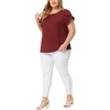 Agnes Orinda Women's Plus Size Elegant Pleated Petal Short Sleeve Office Work Blouses - 2 of 4