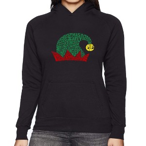 LA Pop Art Christmas Elf Hat - Women's Word Art Hooded Sweatshirt - 1 of 4