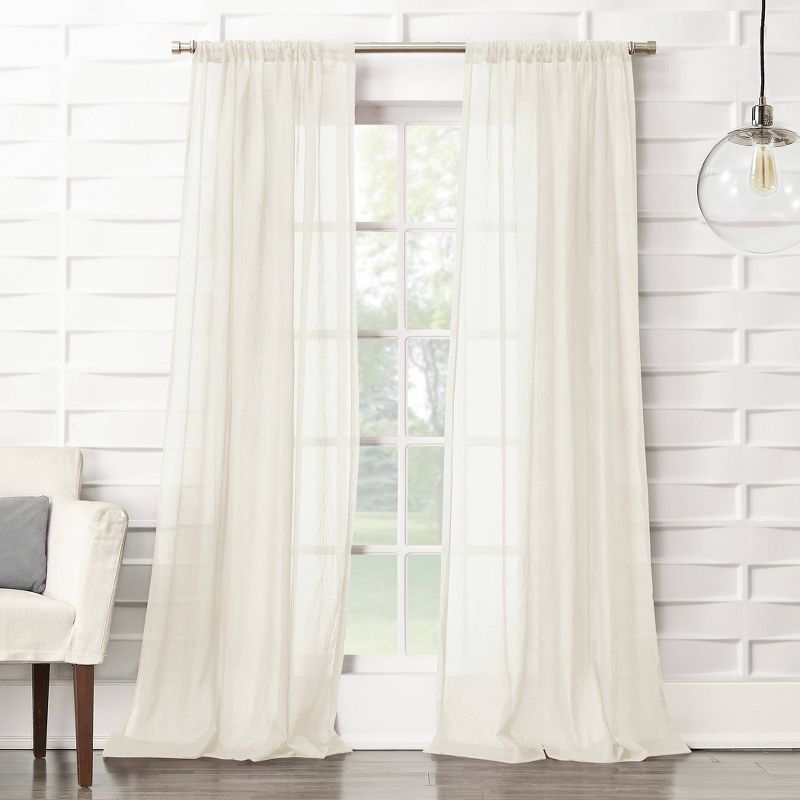 No. 918 Sheer Avril Crushed Texture Rod Pocket Curtain Panel, 1 of 13