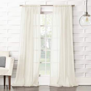 1pc 50"x63" Sheer Avril Crushed Textured Window Curtain Panel Cream - No. 918