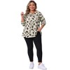 Women's Plus Size Keyhole Floral Pleated Long Sleeve Flowy Casual Tunic Blouse - Agnes Orinda - 3 of 4