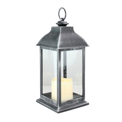 Silver Glass Round LED Tea Light Candle Vase with Star Lantern 
