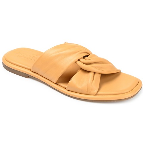 Journee Signature Womens Genuine Leather Kanndice Slip On Slide Sandals - image 1 of 4