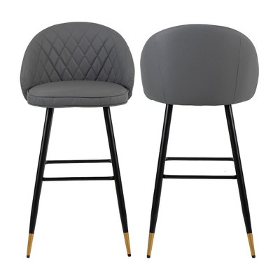New Classic Furniture,Oliver Vegan Leather Bar Chair in Gray (Set of 2)