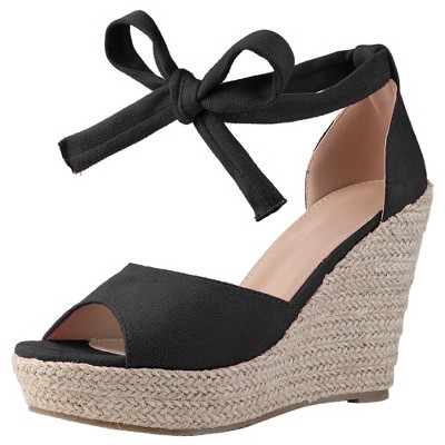 Perphy Women's Platform Espadrilles Open Toe Ankle Tie Wedges Sandals