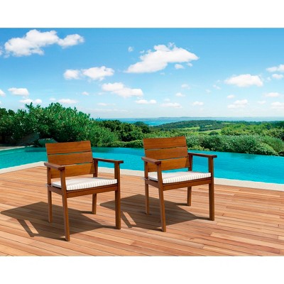 Saint Paul 2-Piece Wood Patio Dining Chair Set