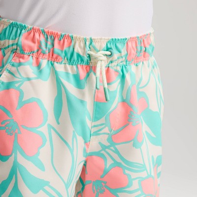 Детские купальники Cat & Jack Boys' Tropical Hibiscus Swim Trunks - Cat & Jack™ Coral/Cream/Blue L — фото 3